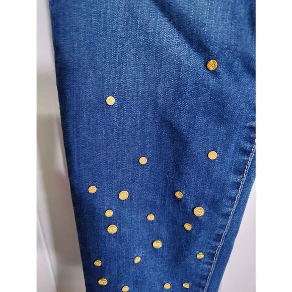 Sofia Vergara Jeans medium wash skinny ankle jeans with gold studs, women's size - Picture 2 of 4